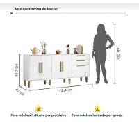 Balcão 5 Portas 2 Gavetas Lorena Kaiki Móveis - Branco