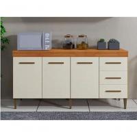 Balcão Atenas 3 Portas 3 Gavetas Kaiki Móveis - Nature/off - 2