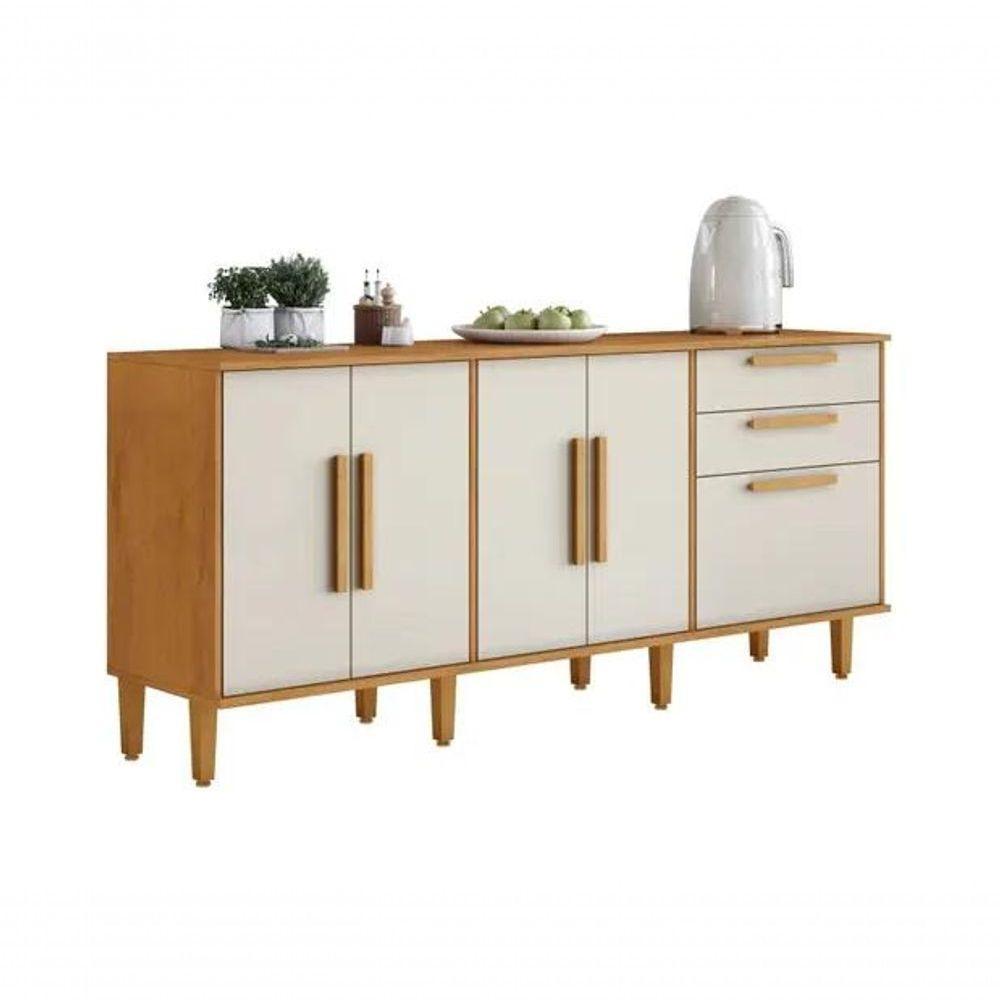 Balcão 5 Portas 2 Gavetas Lorena Kaiki Móveis - Nature/off - 2