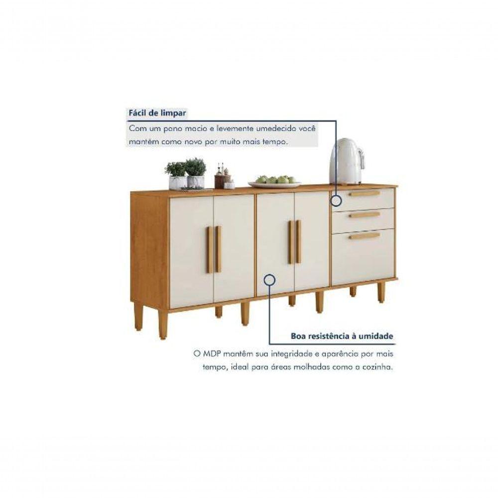 Balcão 5 Portas 2 Gavetas Lorena Kaiki Móveis - Nature/off - 5