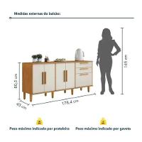 Balcão 5 Portas 2 Gavetas Lorena Kaiki Móveis - Nature/off