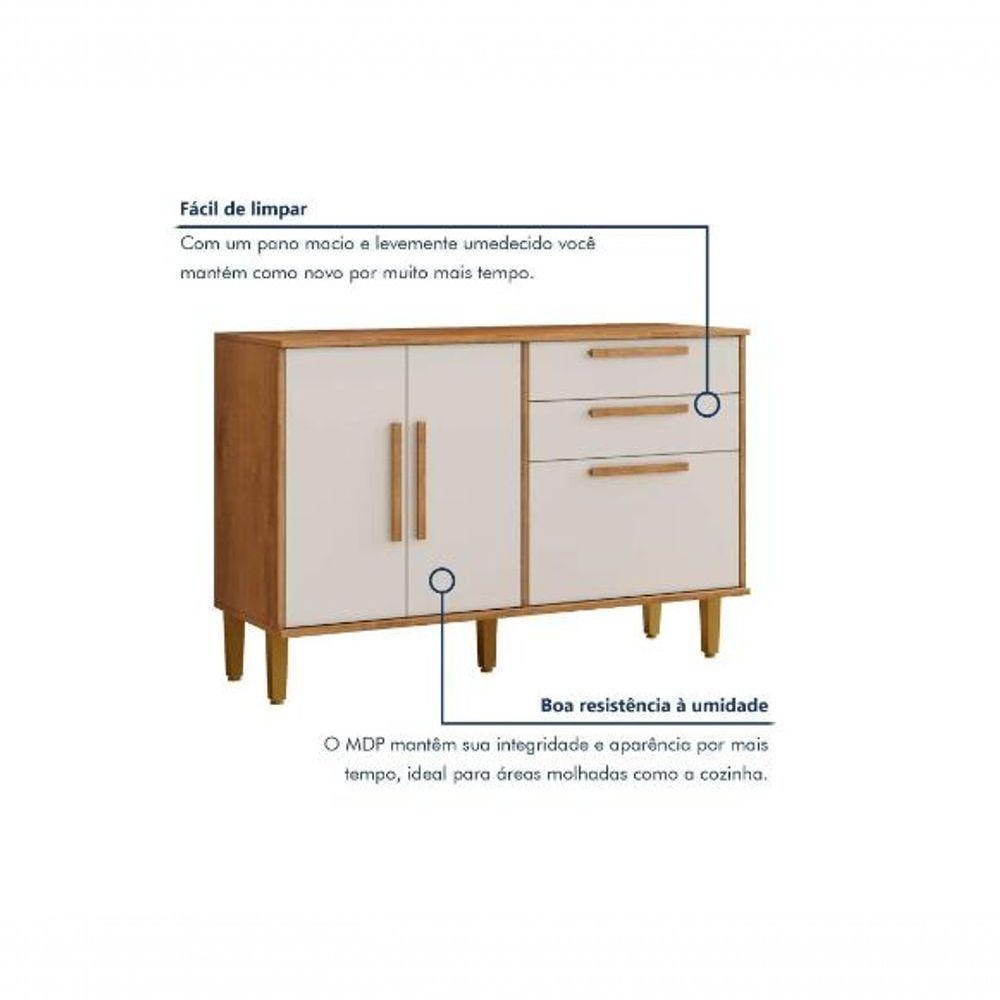 Balcão 3 Portas 2 Gavetas Lorena Kaiki Móveis - Nature/off - 6