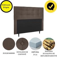 Cabeceira Estofada Cama Box Casal 140 Cm Cristal Suede Marrom
