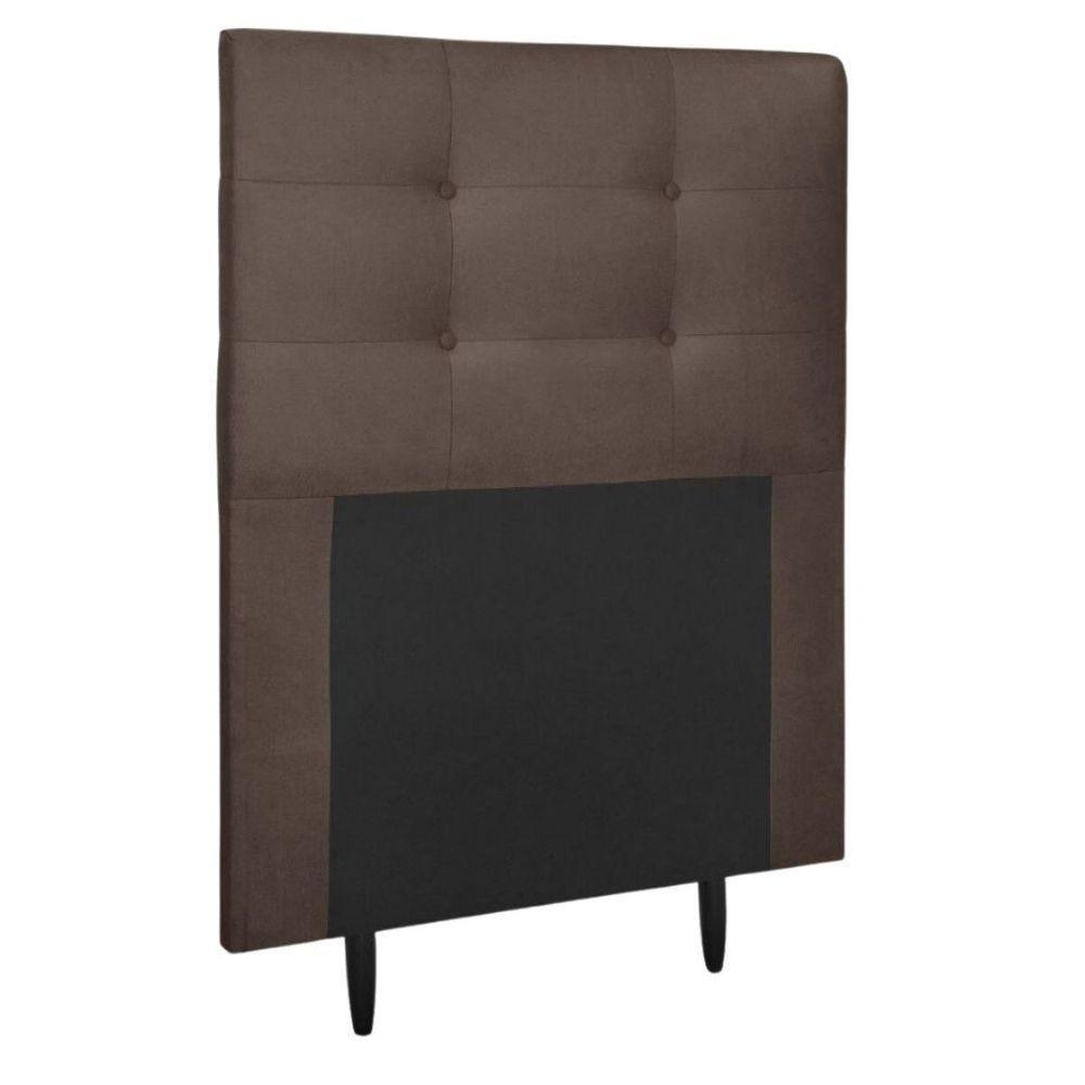 Cabeceira Estofada Cama Box Solteiro 90 Cm Cristal Suede Bege Marrom - 1