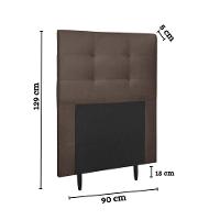 Cabeceira Estofada Cama Box Solteiro 90 Cm Cristal Suede Bege Marrom - 3