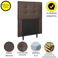 Cabeceira Estofada Cama Box Solteiro 90 Cm Cristal Suede Bege Marrom