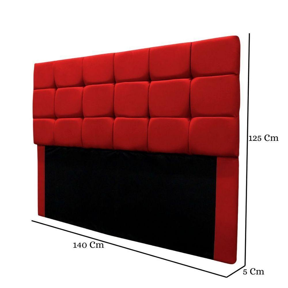 Cabeceira Estofada Cama Box Casal 140 Cm Costa Rica Suede Vermelho - 3