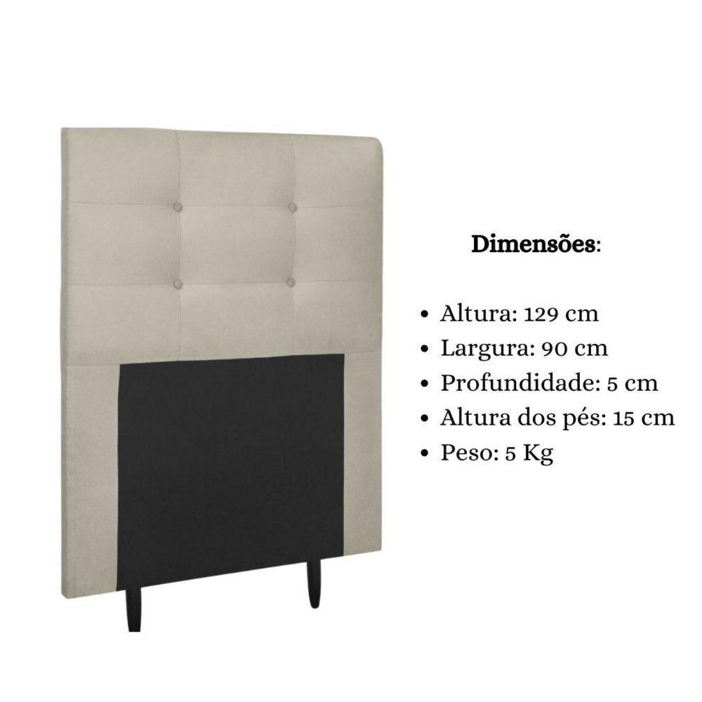 Cabeceira Estofada Cama Box Solteiro 90 Cm Cristal Suede Bege - 6