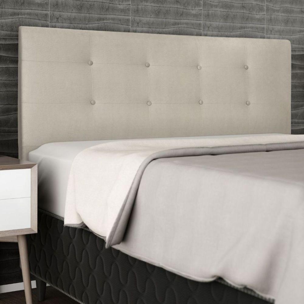 Cabeceira Estofada Cama Box Queen 160 Cm Atena Suede Bege - 1