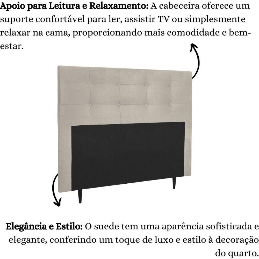 Cabeceira Estofada Cama Box Queen 160 Cm Atena Suede Bege - 5