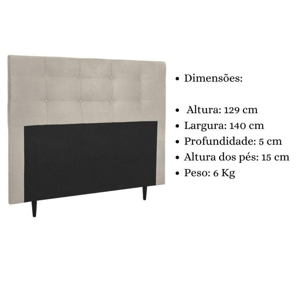 Cabeceira Estofada Cama Box Casal 140 Cm Cristal Suede Bege - 6