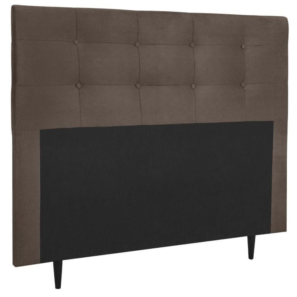 Cabeceira Estofada Cama Box Casal 140 Cm Atena Suede Marrom - 2