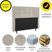 Cabeceira Estofada Cama Box Casal 140 Cm Atena Suede Bege