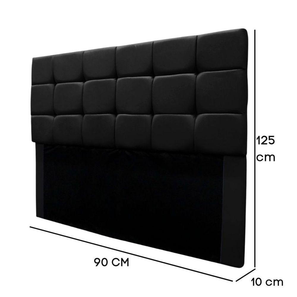 Cabeceira Cama Box Estofada Solteiro 90 Cm Costa Rica Suede Preto - 3