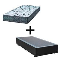 Cama Box Solteiro 88 Tecido Sintético Preto Com Colchão Alegro Bello Box Espuma D28 Cinza 57x88x188 - 1