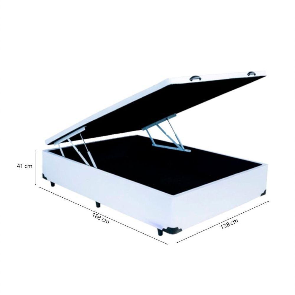 Cama Box Baú Casal Tecido Sintético Branco Com Colchão Toronto Molas Ensacadas Branco D33 - 2