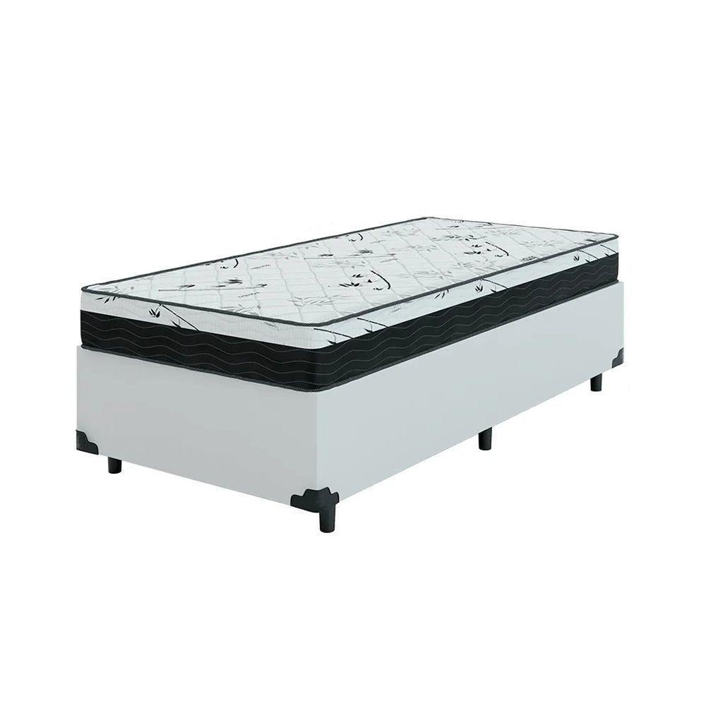 Cama Box Solteiro 88 Tecido Sintético Branco Com Colchão Espuma D33 One Face - Bello Box - 58x88x188 - 1
