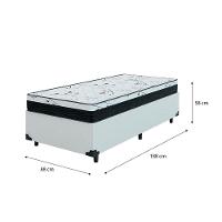 Cama Box Solteiro 88 Tecido Sintético Branco Com Colchão Espuma D33 One Face - Bello Box - 58x88x188 - 2