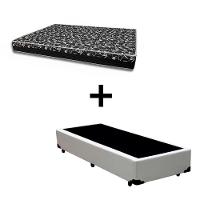 Cama Box Solteiro 88 Tecido Sintético Branco Com Colchão Belize Bello Box - D33 Preto 57x88x188 - 1