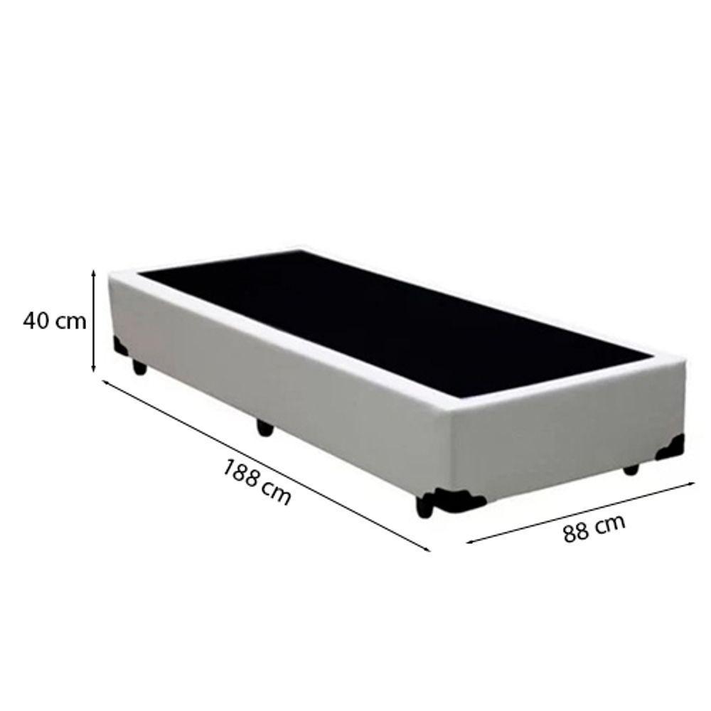Cama Box Solteiro 88 Tecido Sintético Branco Com Colchão Alegro Bello Box Espuma D28 Cinza 57x88x188 - 2