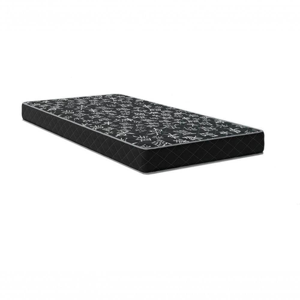 Cama Box Solteiro 88 Tecido Sintético Preto Com Colchão Espuma D20 - Tampo Preto 12cm - 3