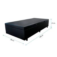 Cama Baú Solteiro 88 Tecido Sintético Preto Com Colchão Toronto Molas Ensacadas Branco D33 - 2