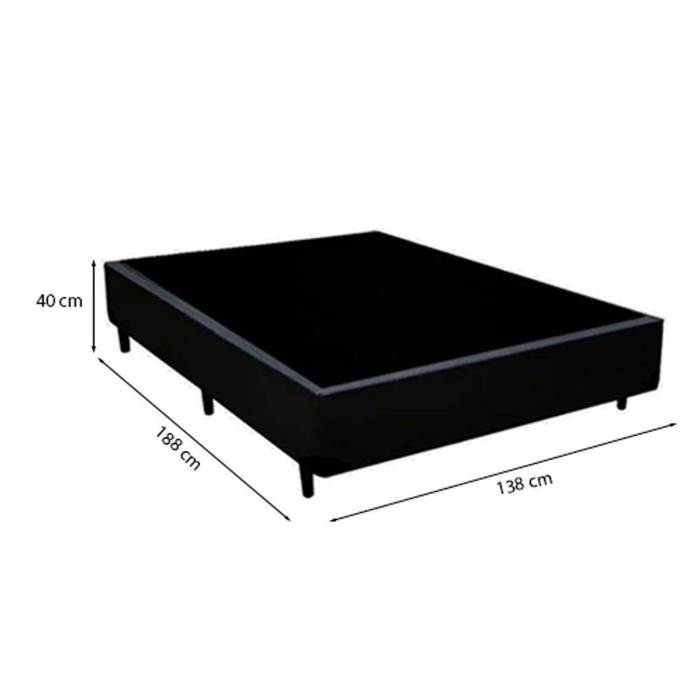 Cama Box Casal 138 Tecido Sintético Preto Com Colchão Polônia Bello Box - D28 65x138x188 - 3