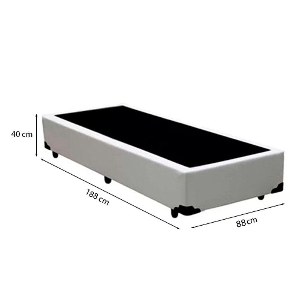Cama Box Solteiro 88 Tecido Sintético Branco Com Colchão Polônia Bello Box - D28 65x88x188 - 3