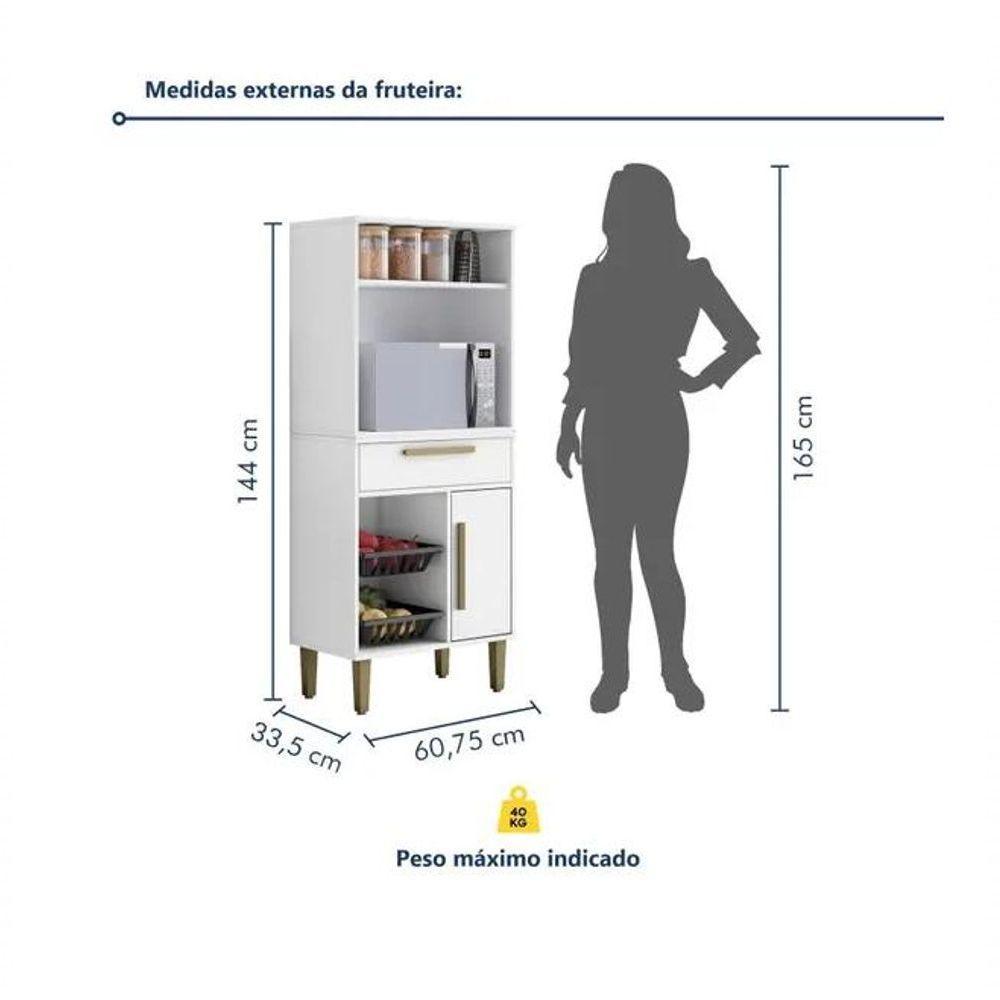 Fruteira 1 Porta Com Nicho Lorena - Kaiki Móveis - Branco - 3