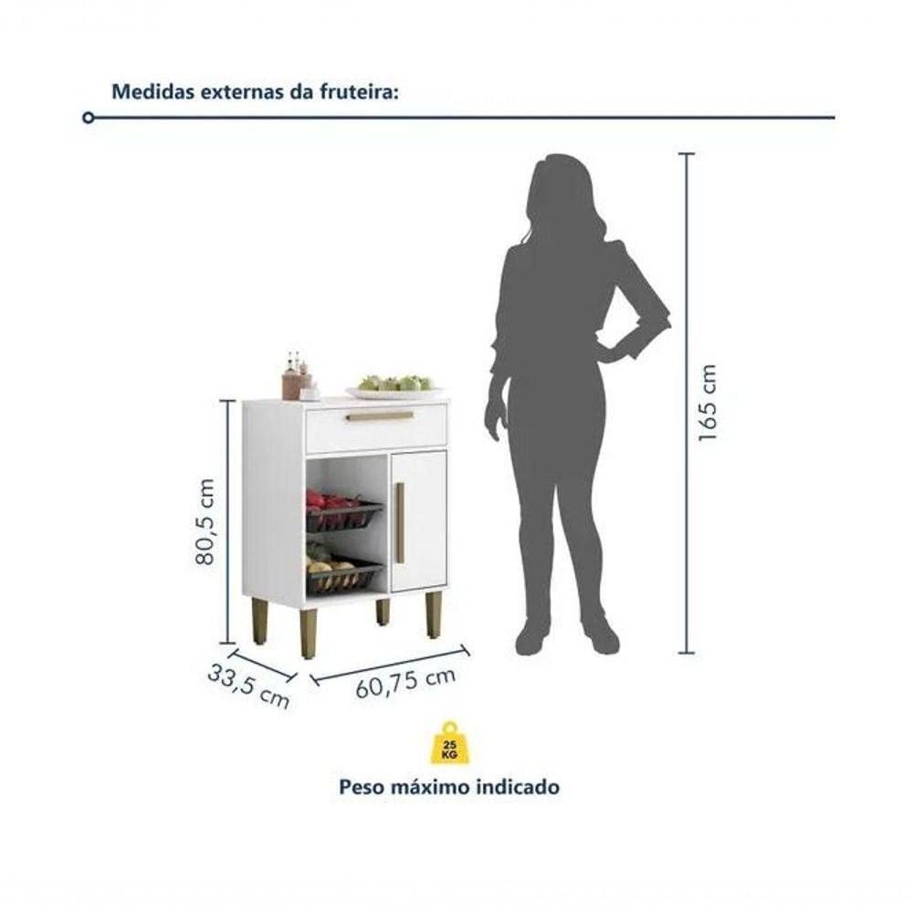 Fruteira 1 Porta E 1 Gaveta Lorena Kaiki Móveis - Branco - 2