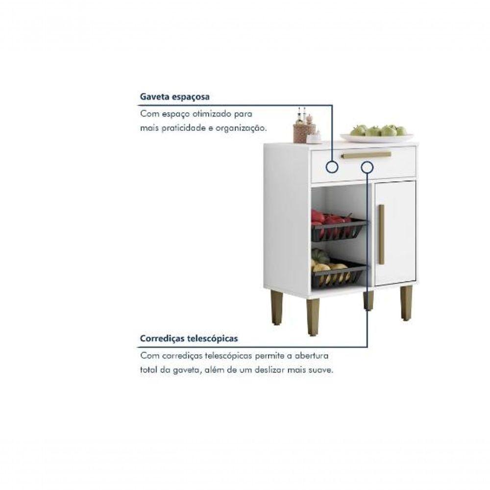 Fruteira 1 Porta E 1 Gaveta Lorena Kaiki Móveis - Branco - 5