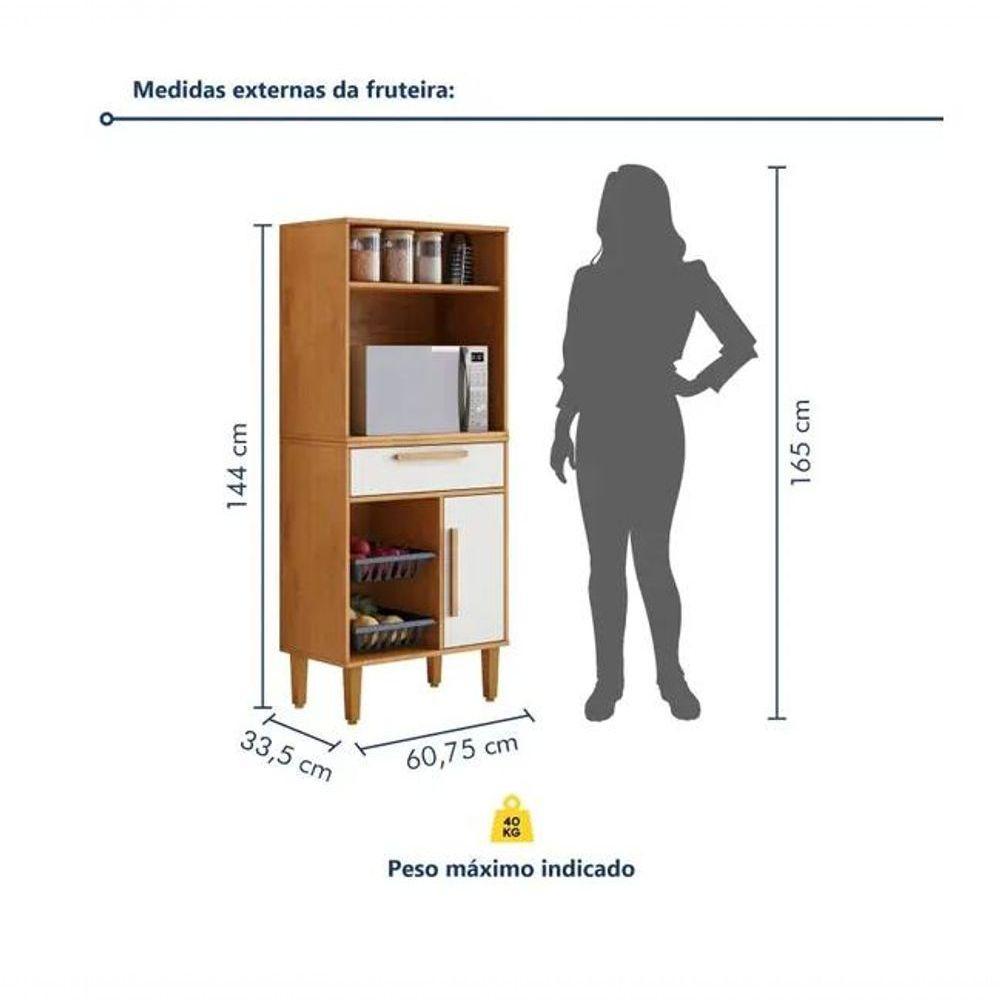 Fruteira 1 Porta Com Nicho Lorena - Kaiki Móveis - Nature/off - 4