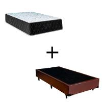 Cama Box Solteiro 88 Tecido Sintético Marrom Com Colchão Marrocos - Poliéster - Espuma D33 30cm - 1