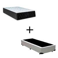 Cama Box Solteiro 88 Tecido Sintético Branco Com Colchão Marrocos - Poliéster - Espuma D33 30cm - 1