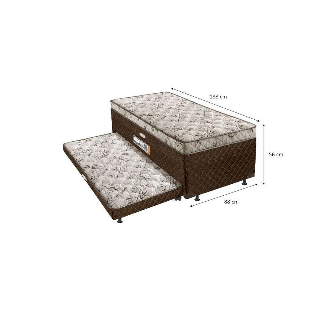 Cama Box Baú Solteiro Conjugada Com Mola Com Cama Auxiliar - Marrom - 2