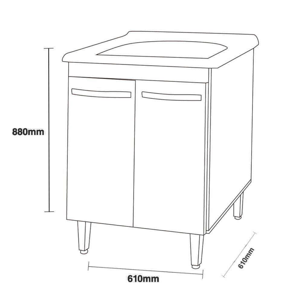Balcão Gabinete Tanque Com Cuba 0,60x0,60 Vectra Elmo/elmo Hr Móveis - 4