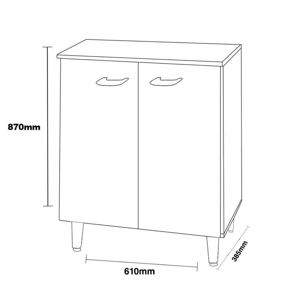 Balcão Multiuso Para Microondas Com 2 Portas Celta Elmo/branco Hr Móveis - 5