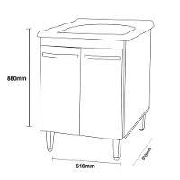 Balcão Gabinete Tanque Com Cuba 0,60x0,60 Vectra Elmo/marrom Hr Móveis