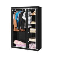 Guarda Roupa Organizador Duplo 4 Prateleiras Arara Cabideio Para Casacos Blusas Sapateira Preta