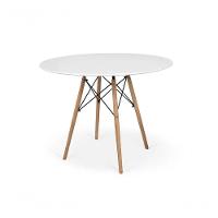 Conjunto De Mesa De Jantar Eames Eiffel Redonda 110cm Tampo De Madeira Branco Com 6 Cadeiras Pretas - 7