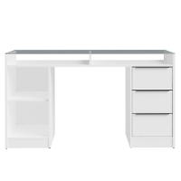 Escrivaninha Penteadeira 136cm 1 Porta 3 Gavetas Tampo De Vidro Madesa Branco - 9