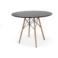 Conjunto De Mesa De Jantar Eames Eiffel Redonda 120cm Tampo De Madeira Preto Com 4 Cadeiras Brancas - 2