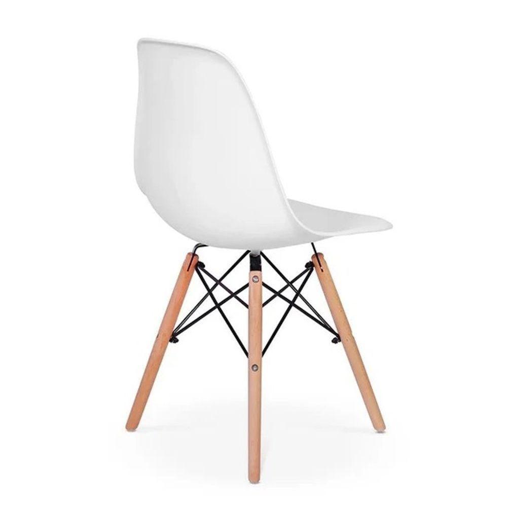 Conjunto De Mesa De Jantar Eames Eiffel Redonda 100cm Tampo De Madeira Preto Com 6 Cadeiras Brancas - 6