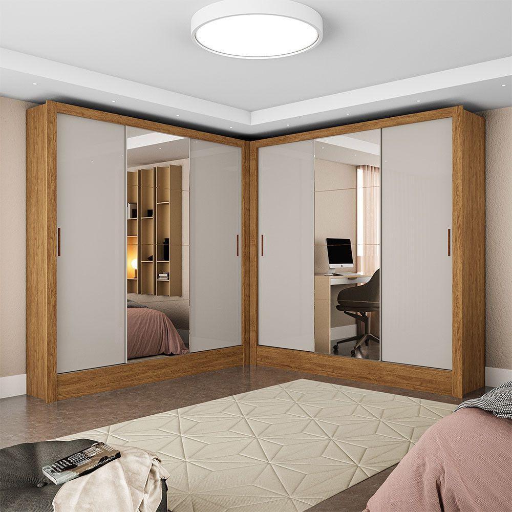 Closet Casal Duplo Fortaleza 6 Portas Plus 12 Prateleiras Cinamomo Com Off White - 1