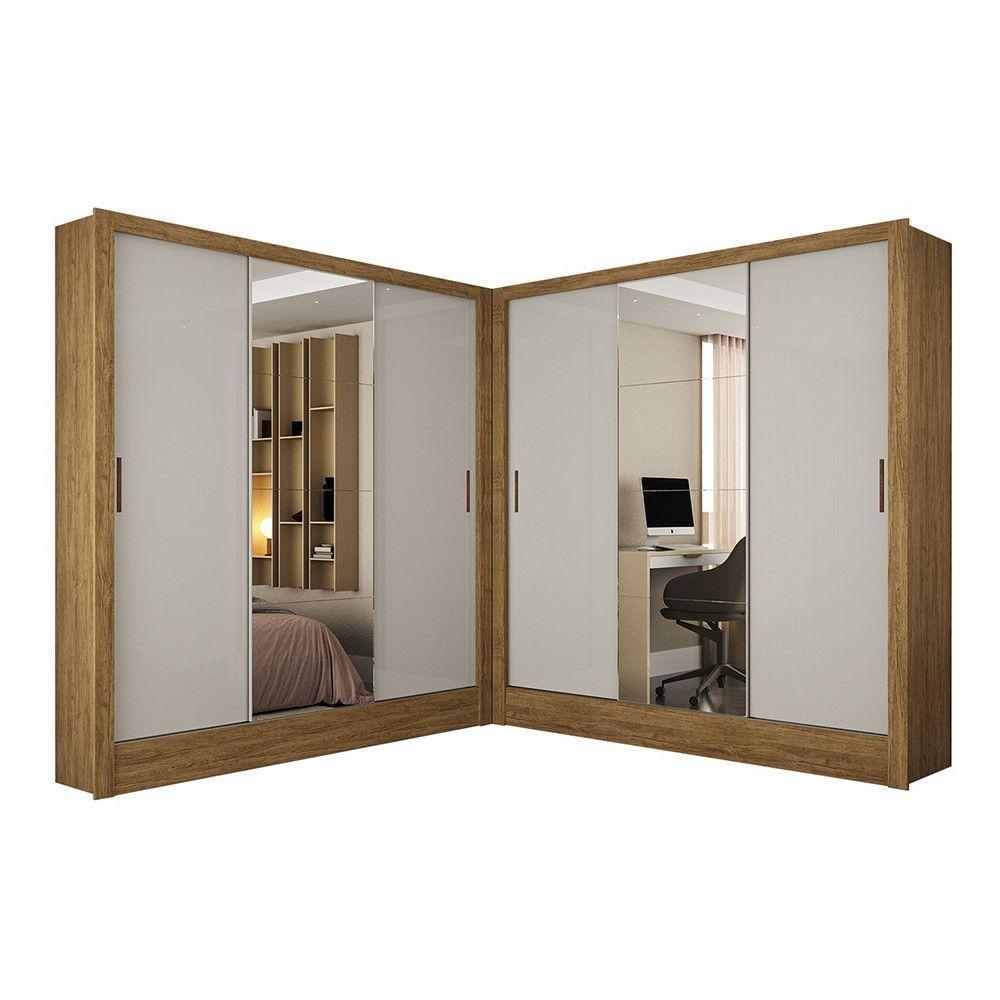 Closet Casal Duplo Fortaleza 6 Portas Plus 12 Prateleiras Cinamomo Com Off White - 3