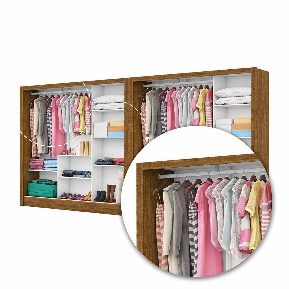 Closet Casal Duplo Fortaleza 6 Portas Plus 12 Prateleiras Cinamomo Com Off White - 6