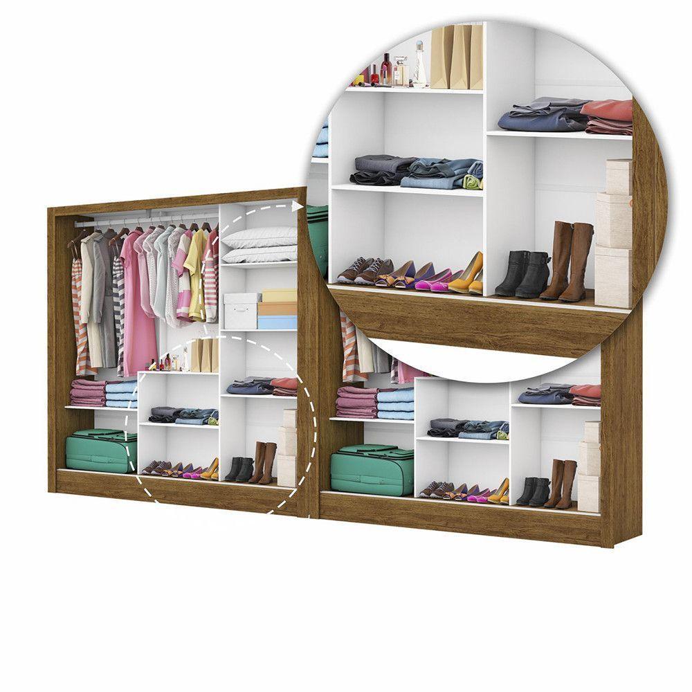 Closet Casal Duplo Fortaleza 6 Portas Plus 12 Prateleiras Cinamomo Com Off White - 7