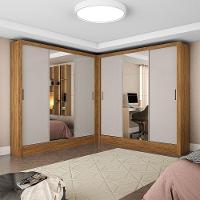 Closet Casal Duplo Fortaleza 6 Portas Plus 12 Prateleiras Cinamomo Com Off White - 1