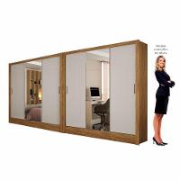 Closet Casal Duplo Fortaleza 6 Portas Plus 12 Prateleiras Cinamomo Com Off White