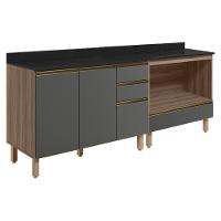 Balcao Com Tampo E Balcao Forno Mdf Kali Nicioli Carvalho Toq Chumbo - 1